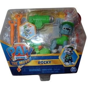 Paw Patrol The Movie Rocky Figure with Clip On Backpack launcher NEW